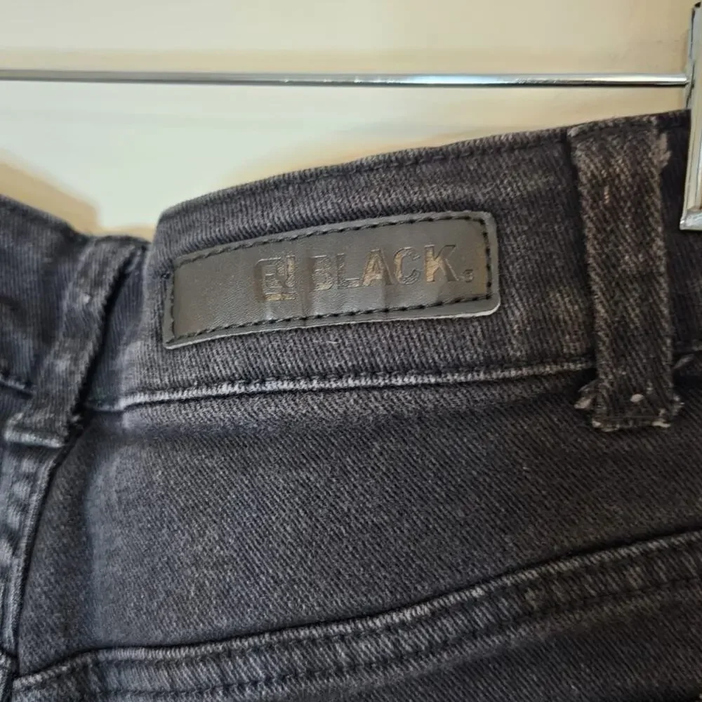 BLACK Label Jean Short Men's 30 Cotton‎ Ripped Zipper Denim Bermuda